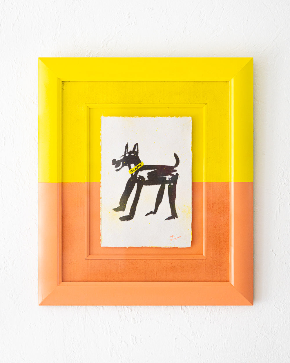 Happy Dog Wearing Slacks Yellow and Orange frame - 1 of 1